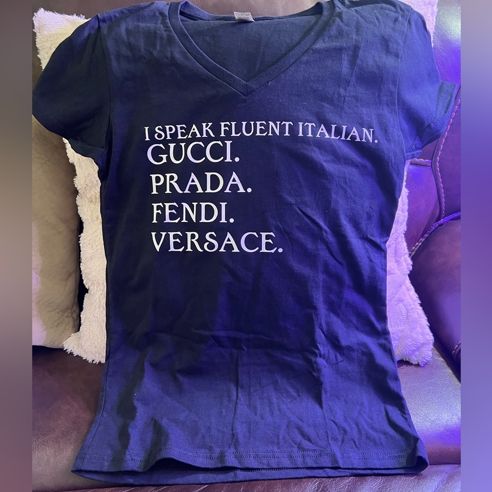 Handmade designer T shirt- I speak Italian